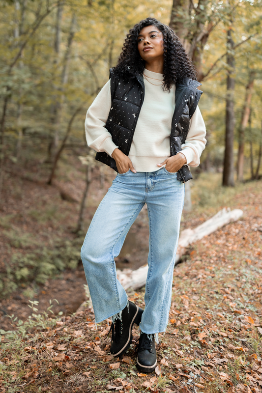 Stella Black Bow Dot Puffer Vest SALE