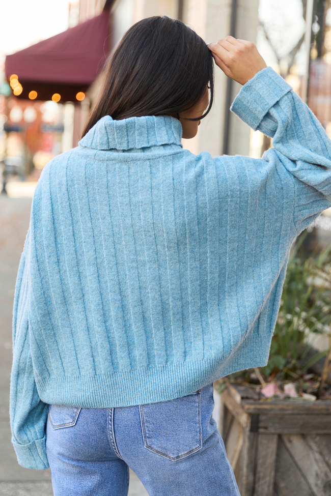 Ollie Baby Blue Cropped Turtleneck Sweater SALE