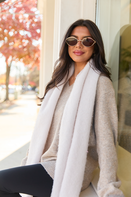 Adalyn Tan Oversized V-Neck Sweater SALE