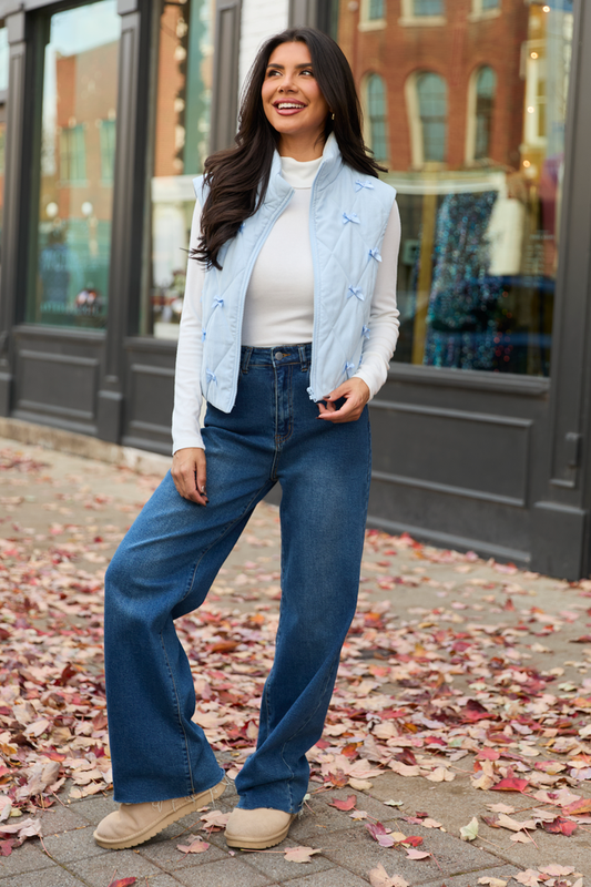 Ari Baby Blue Bow Puffer Vest SALE