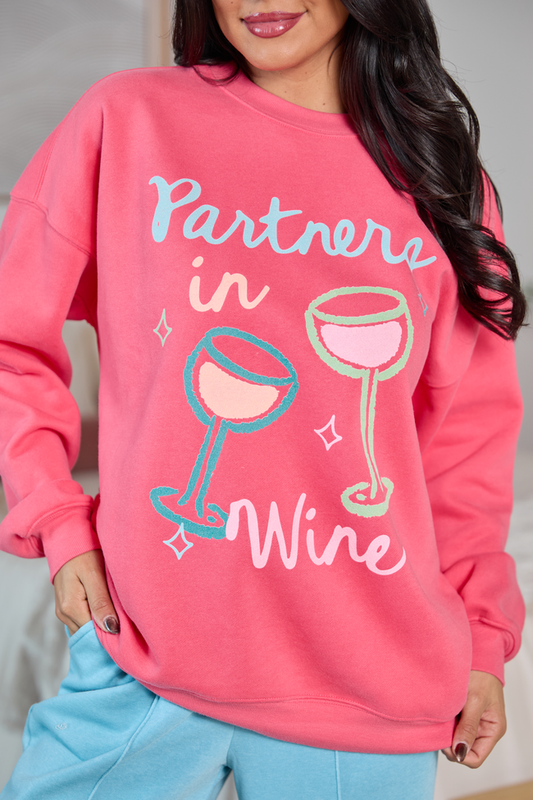 Partners in Wine Light Red Graphic Sweatshirt