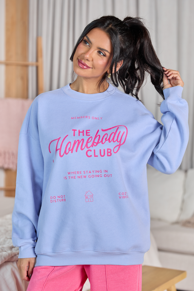 The Homebody Club Periwinkle Graphic Sweatshirt