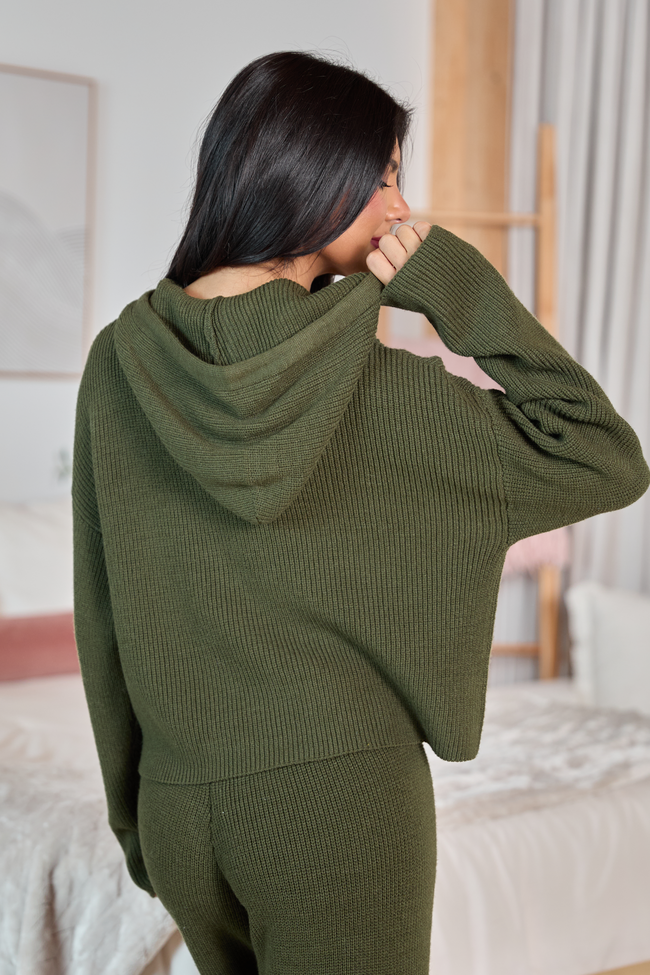 Kitt Olive Hoodie Lounge Sweater