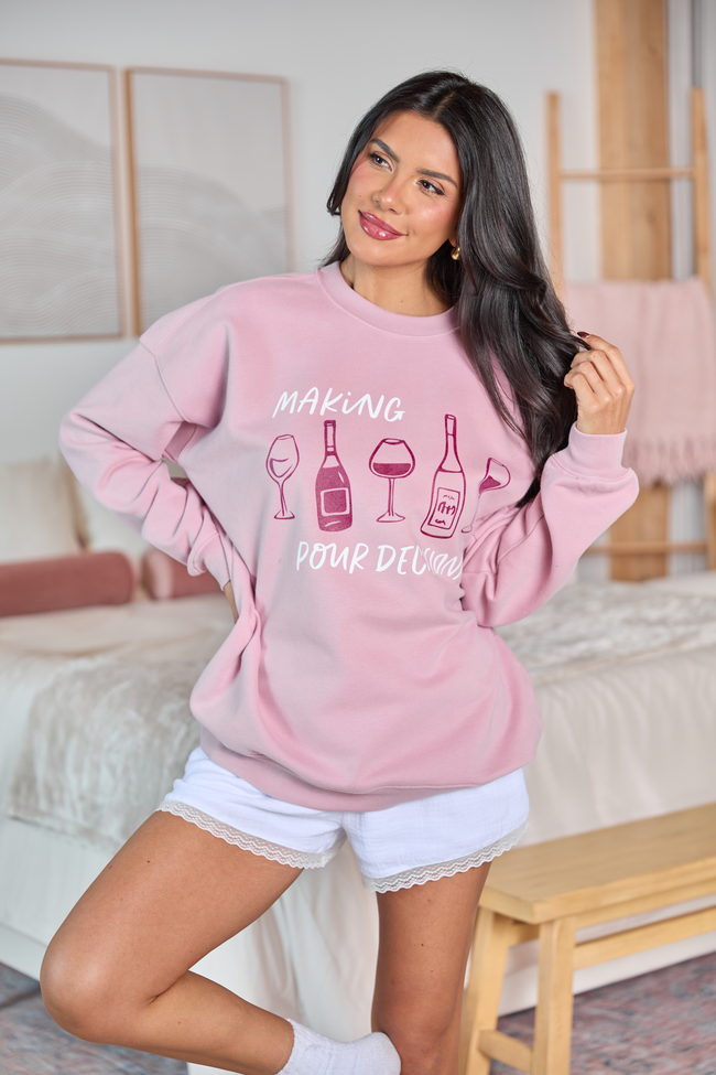 Making Pour Decisions Mauve Graphic Sweatshirt