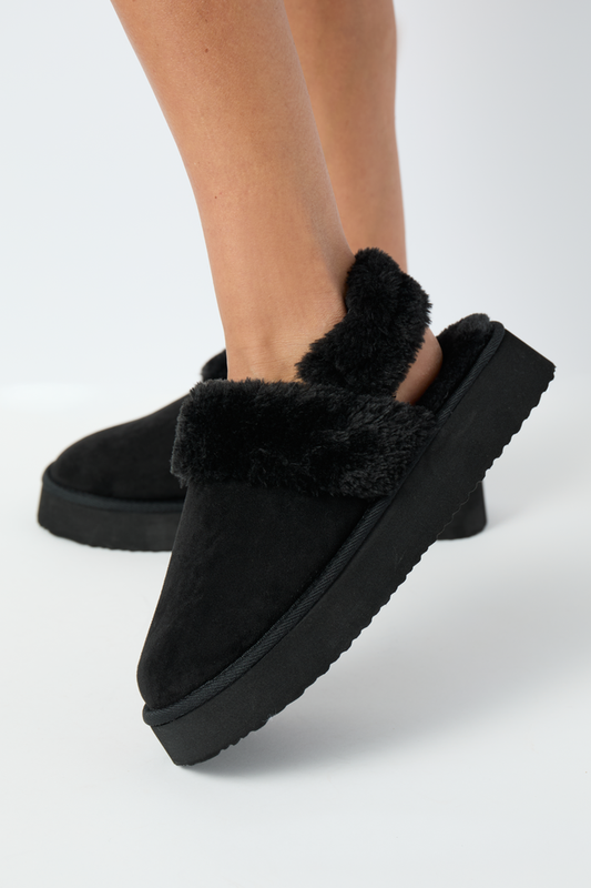 Greer Black Slingback Platform Slippers SALE