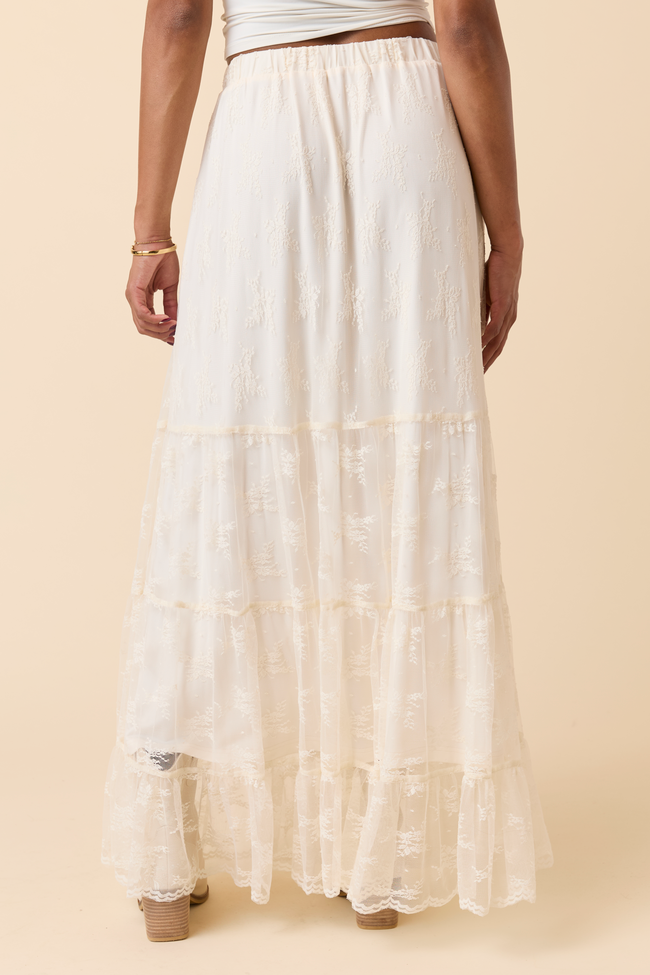 Clementine Ivory Lace Maxi Skirt
