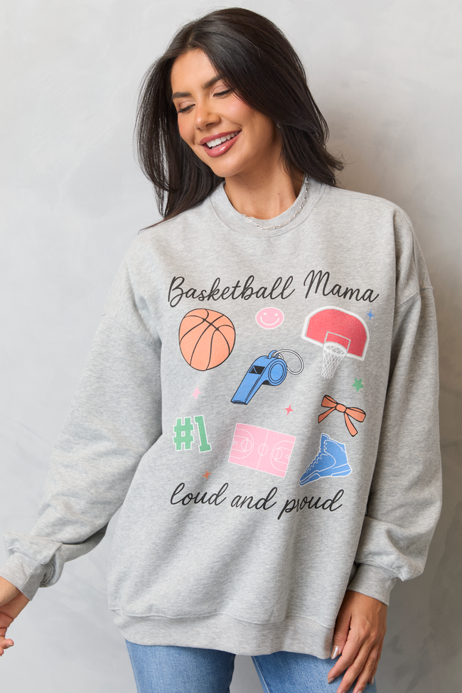 Basketball Mama Icons Light Grey Graphic Sweatshirt