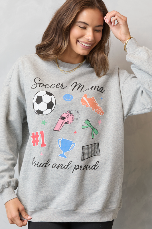 Soccer Mama Icons Light Grey Graphic Sweatshirt
