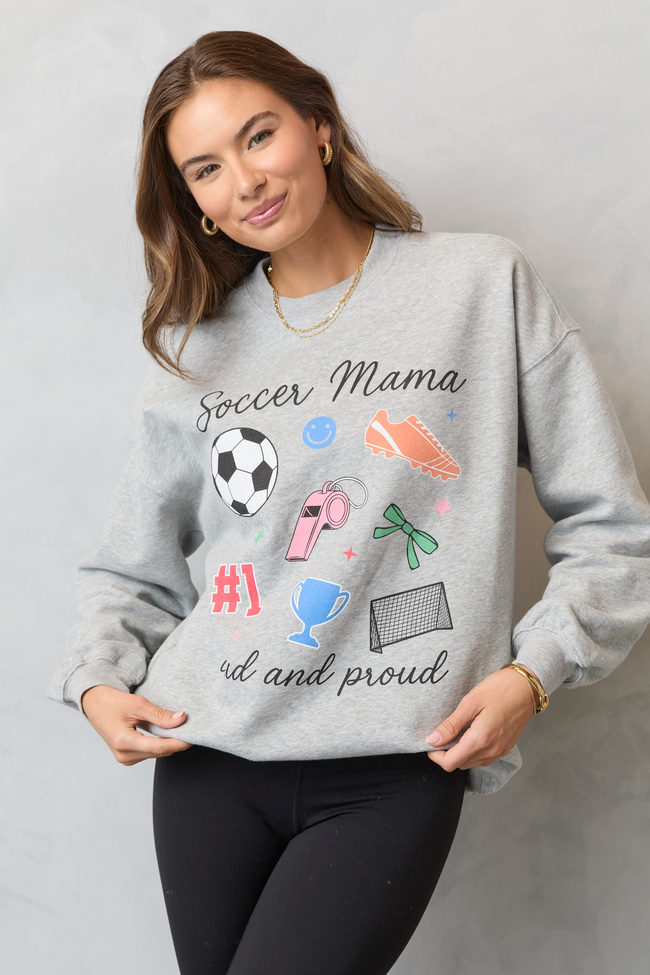 Soccer Mama Icons Light Grey Graphic Sweatshirt
