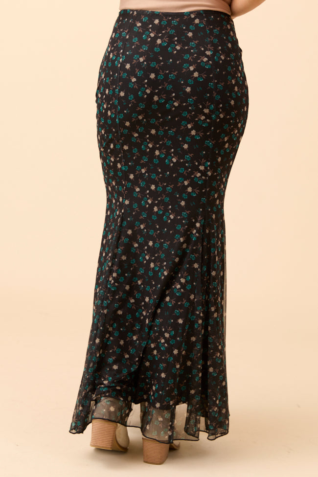 Anna Marie Black Multi Floral Knit Maxi Skirt