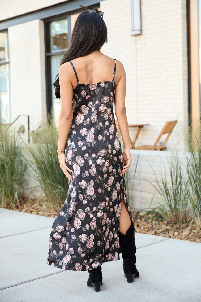 Allie Black Floral Slip Dress