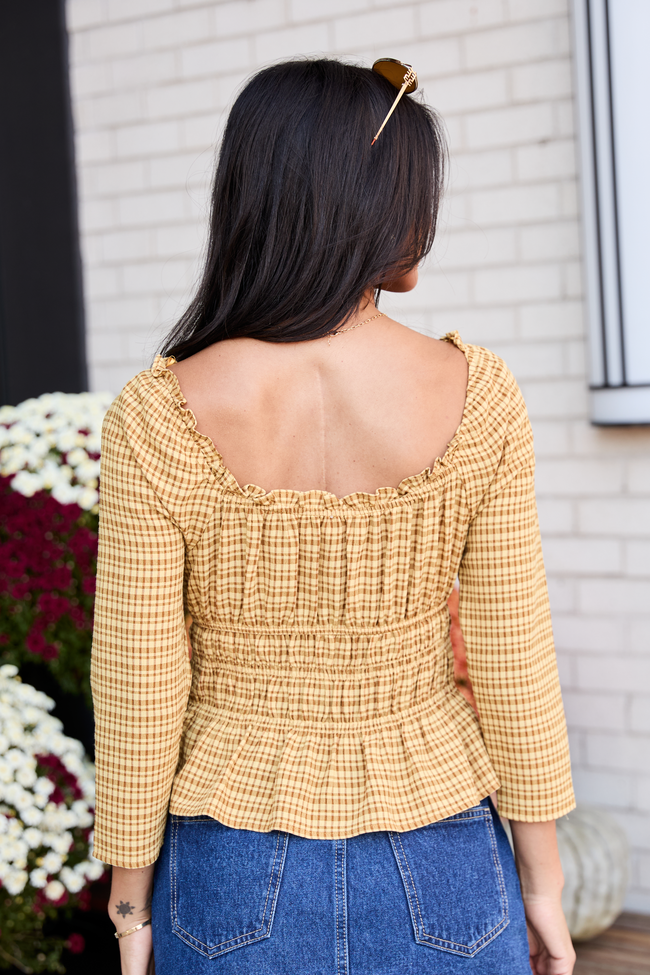 Rhett Yellow Plaid Bow Smocked Top FINAL SALE