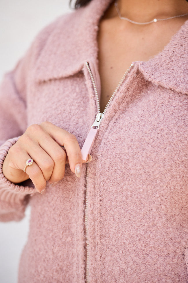 Bodhi Pink Boucle Full Zip Jacket SALE