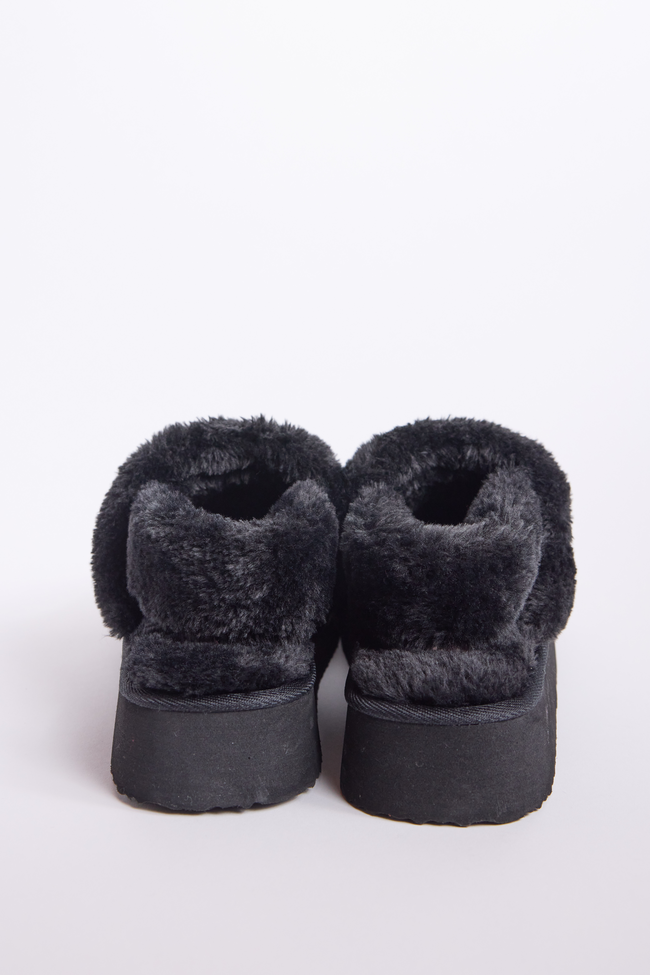 Greer Black Slingback Platform Slippers SALE