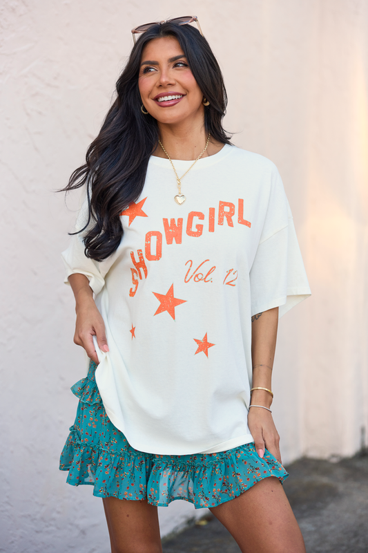 Showgirl Off White Oversized Graphic Tee