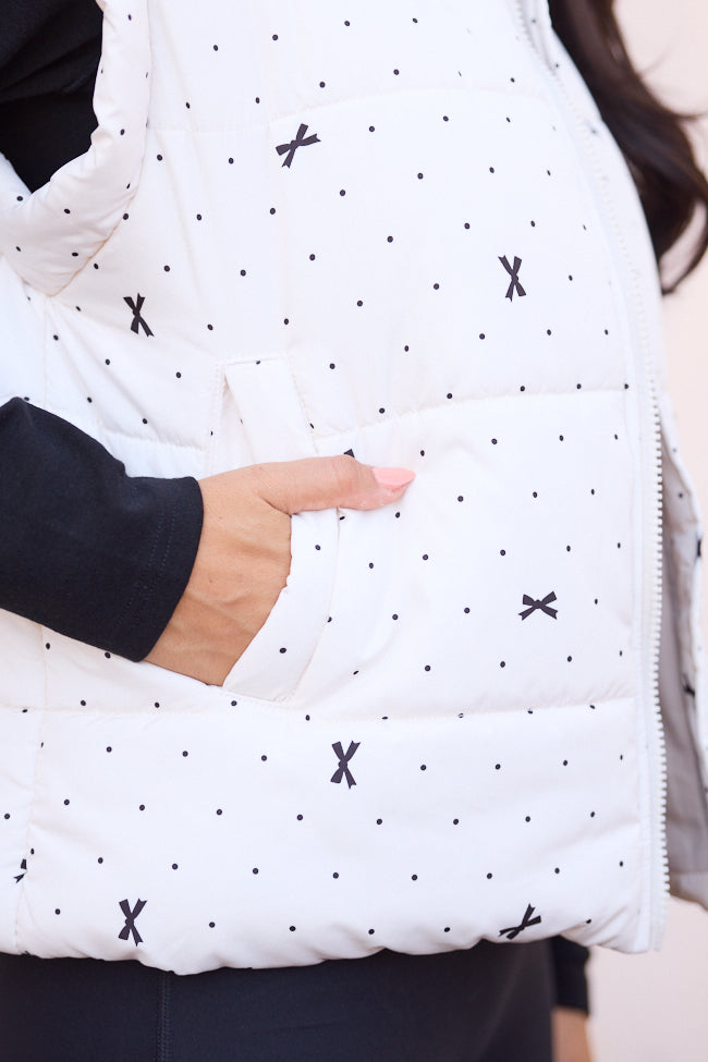 Stella White Bow Dot Puffer Vest SALE