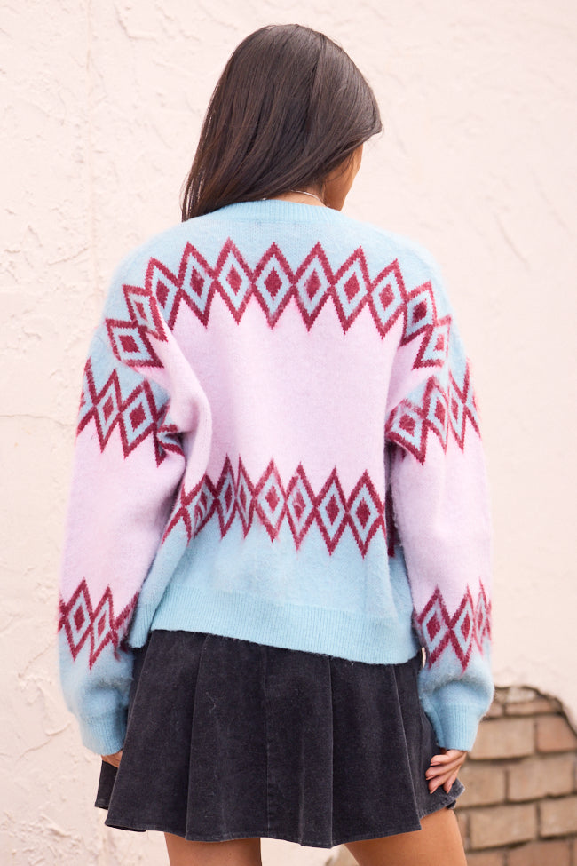 Mary Ellen Blue And Pink Fair Isle Cardigan SALE