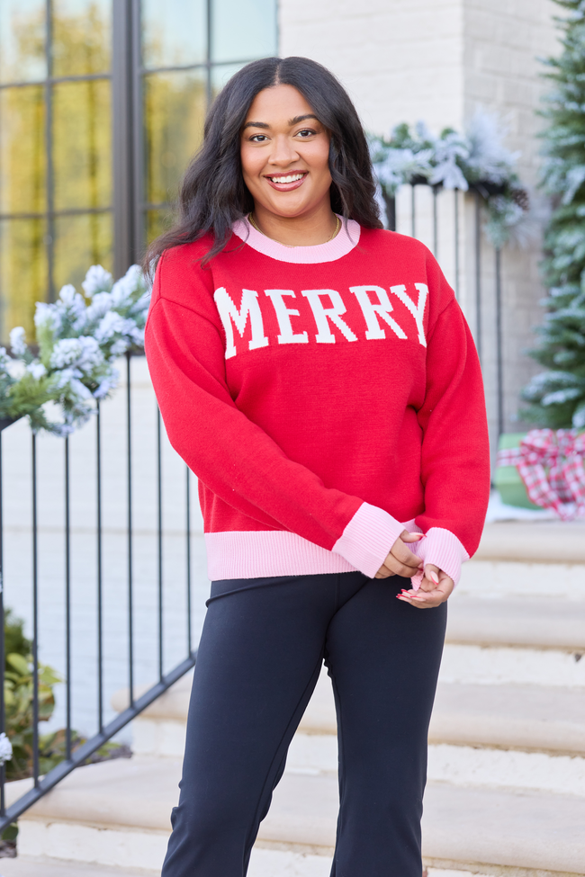 Merry Red And Pink Holiday Sweater FINAL SALE