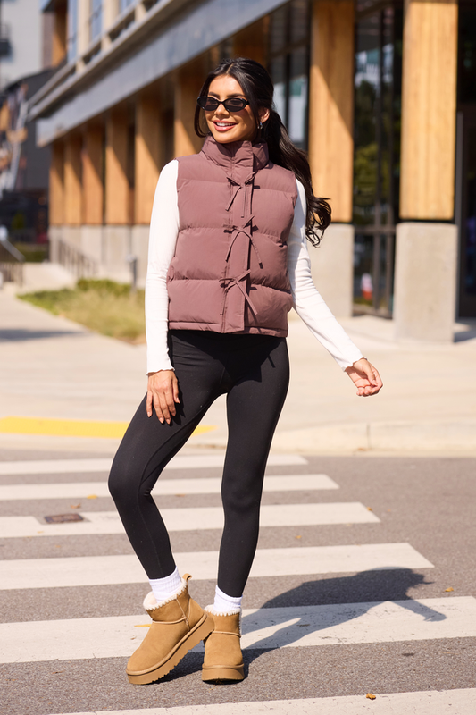 Liberty Brown Bow Puffer Vest SALE