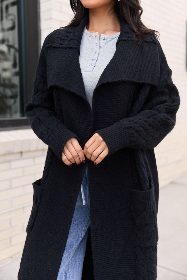 Keegan Black Cable Knit Duster Cardigan SALE