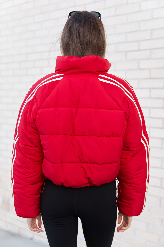 Amelia Red and White Puffer Jacket