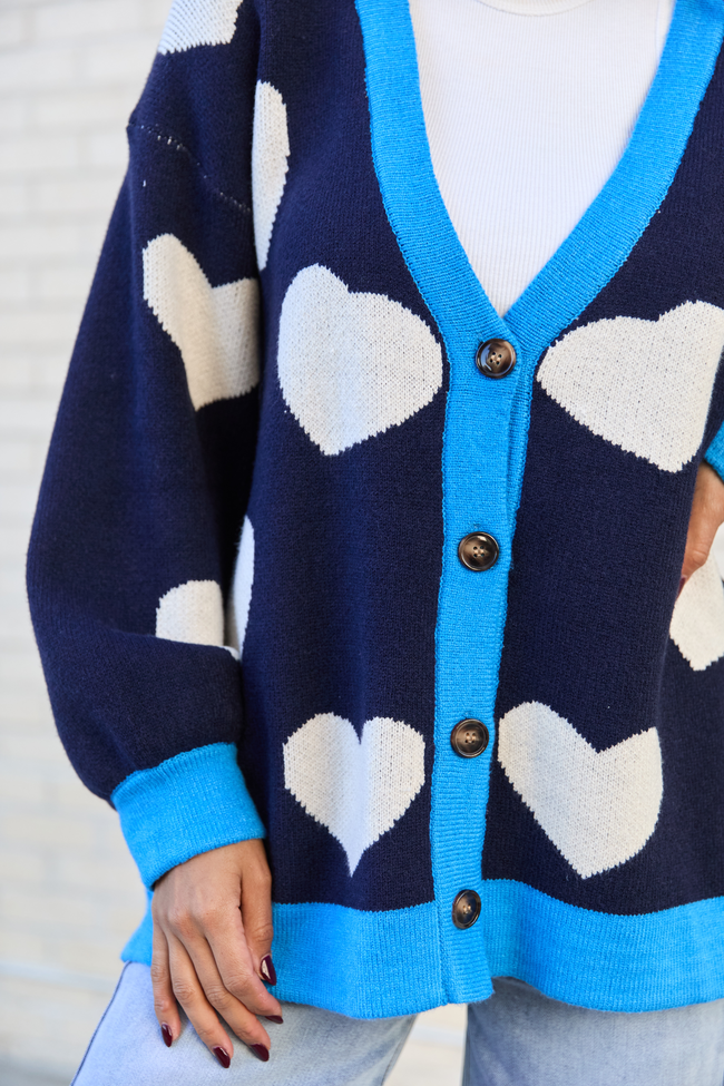 Azura Navy and White Heart Cardigan SALE