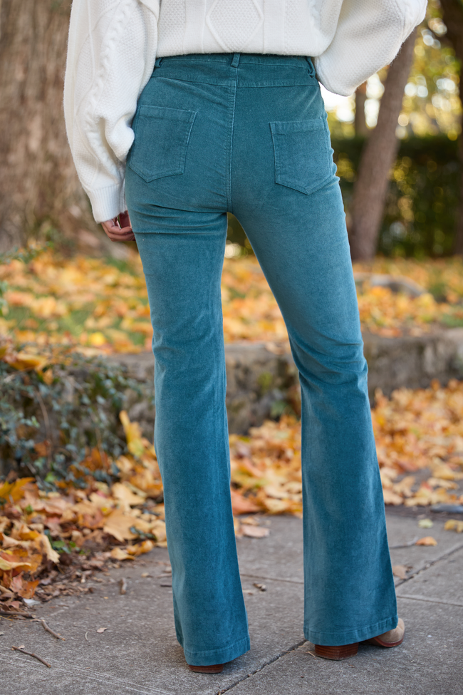 I Can't Forget Dark Teal Button Fly Corduroy Pants