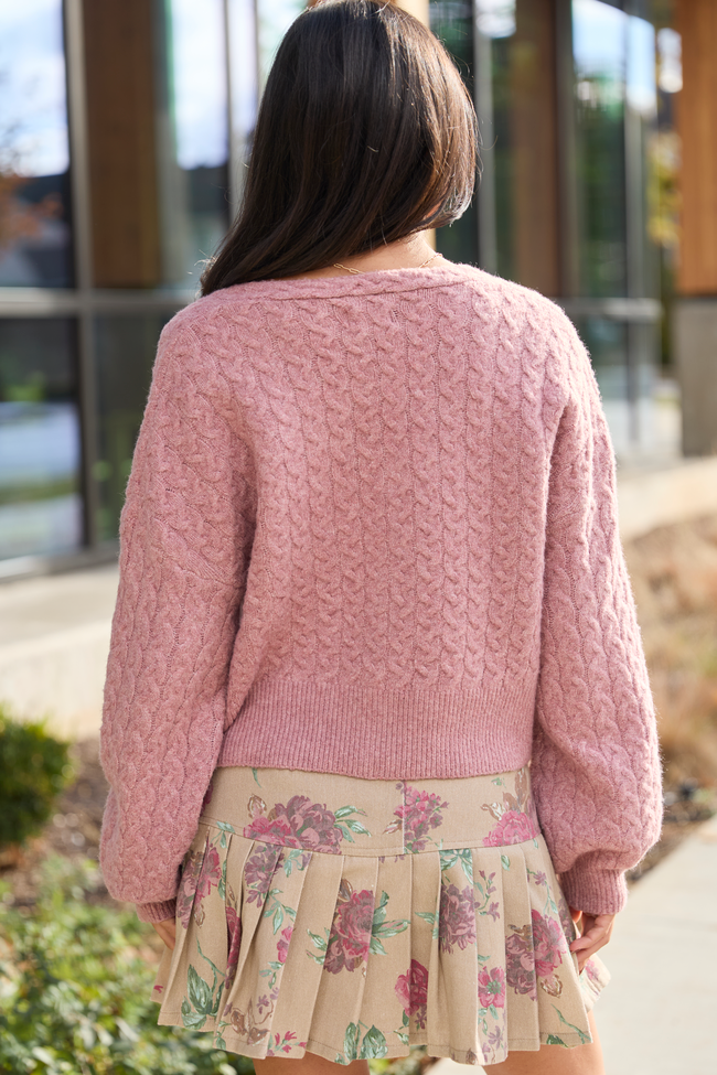 Heather Pink V-Neck Cardigan SALE