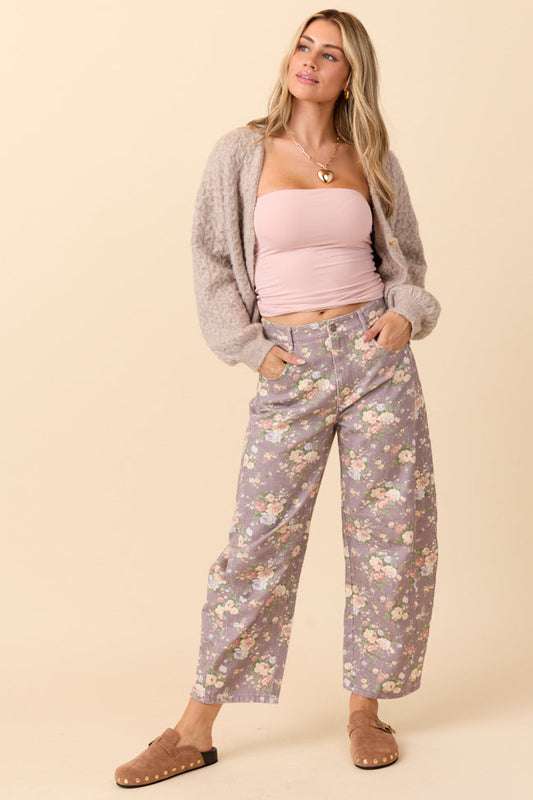 Courtney Floral Print Barrel Leg Pants