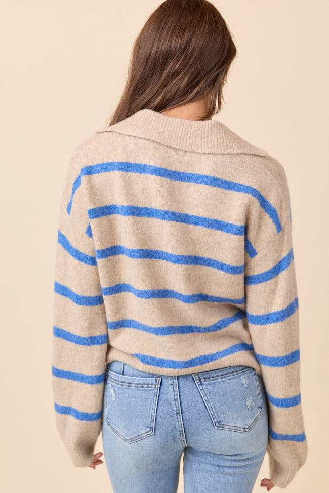 Carter Beige And Blue Striped Sweater SALE