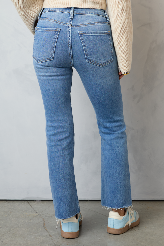 Della Medium Wash Stretch Crop Flare Jeans
