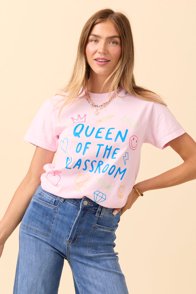 Queen Of The Classroom Light Pink Graphic Tee