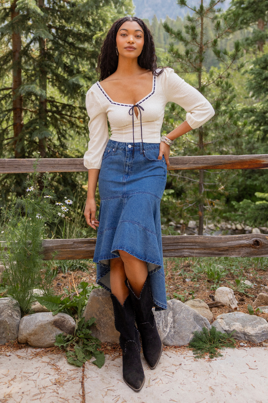 Cece White Lace Trim Blouse