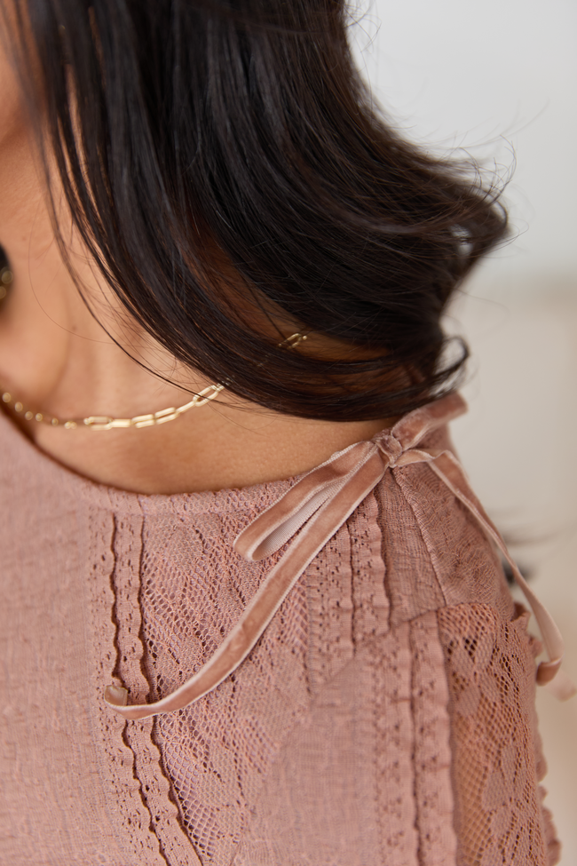 Tamia Terracotta Lace Mini Dress