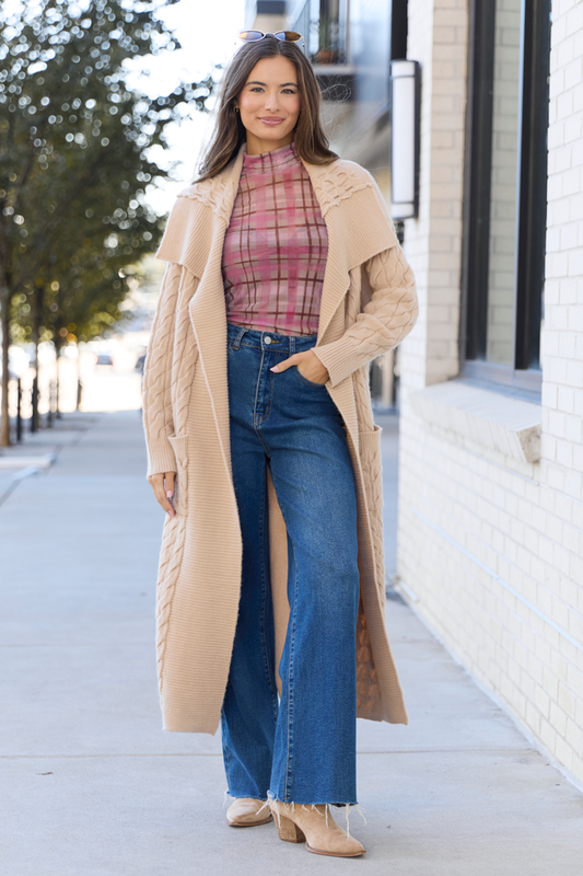 Parker Taupe Cable Knit Duster Cardigan SALE