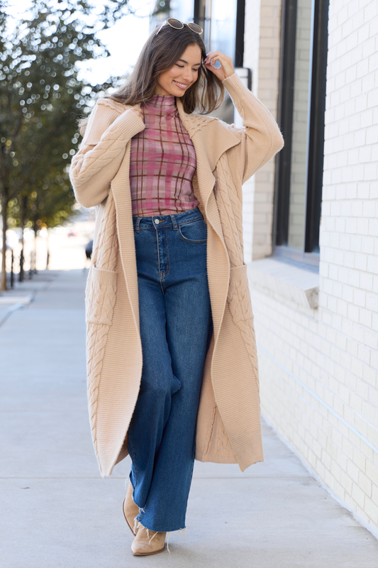 Parker Taupe Cable Knit Duster Cardigan SALE