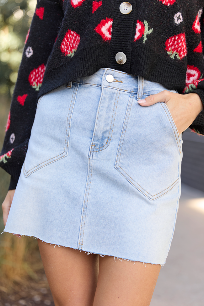 My Favorite Light Wash Pocket Detail Skirt