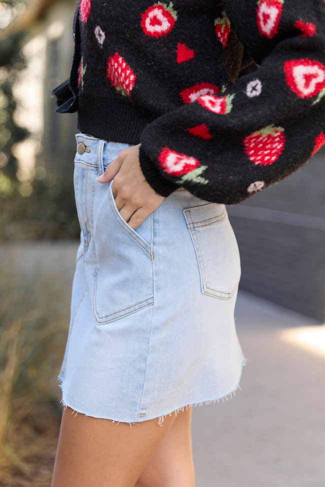 My Favorite Light Wash Pocket Detail Skirt