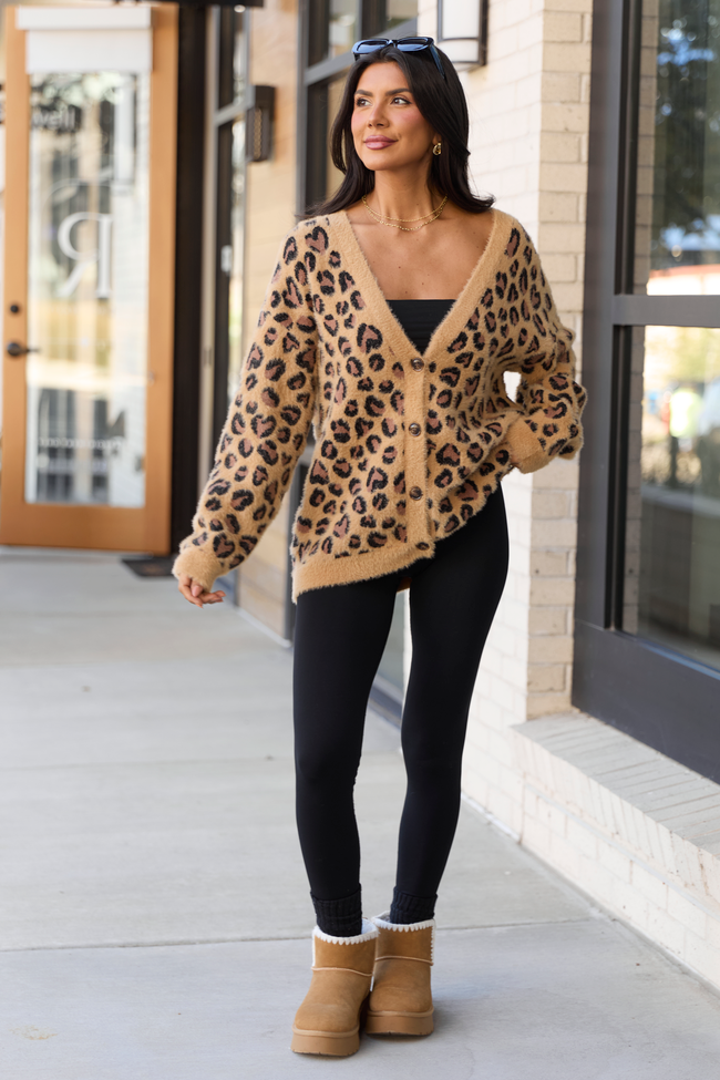 Carla Leopard Print Fuzzy Cardigan FINAL SALE
