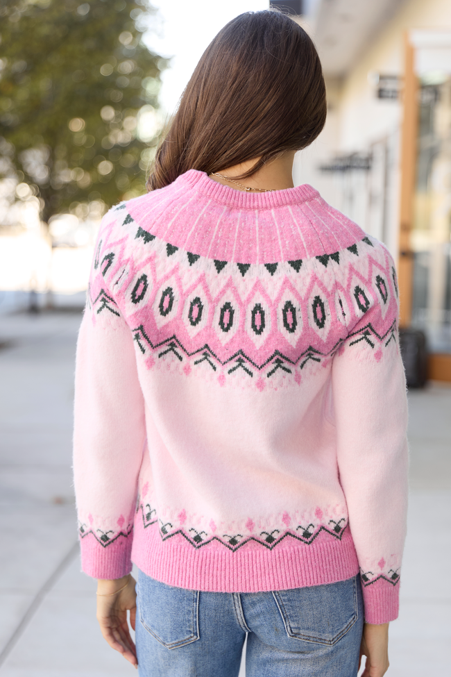 Isadora Pink Fair Isle Sweater