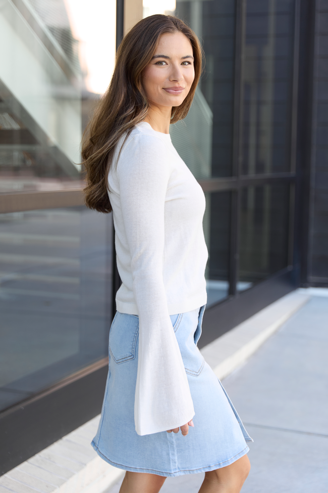 Deanna Cream Bell Sleeve Knit Top