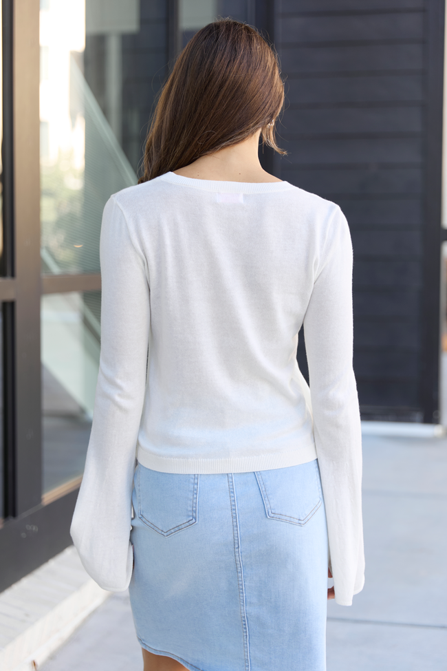 Deanna Cream Bell Sleeve Knit Top