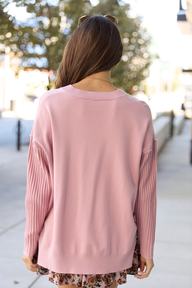 Mariah Pink Relaxed Long Sleeve Pullover Tunic SALE