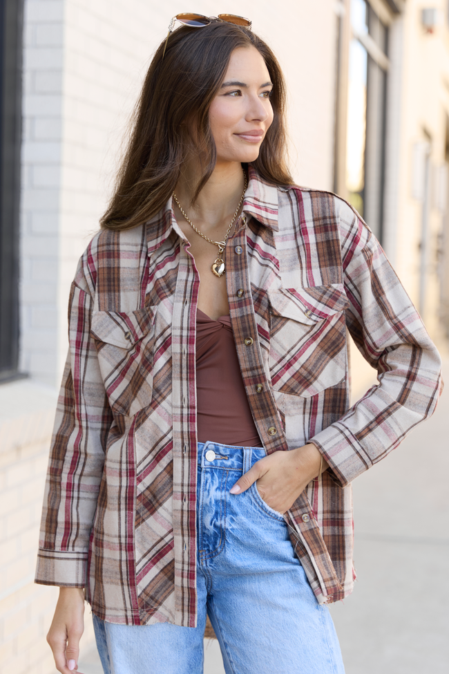 Zion Brown Plaid Flannel Top SALE
