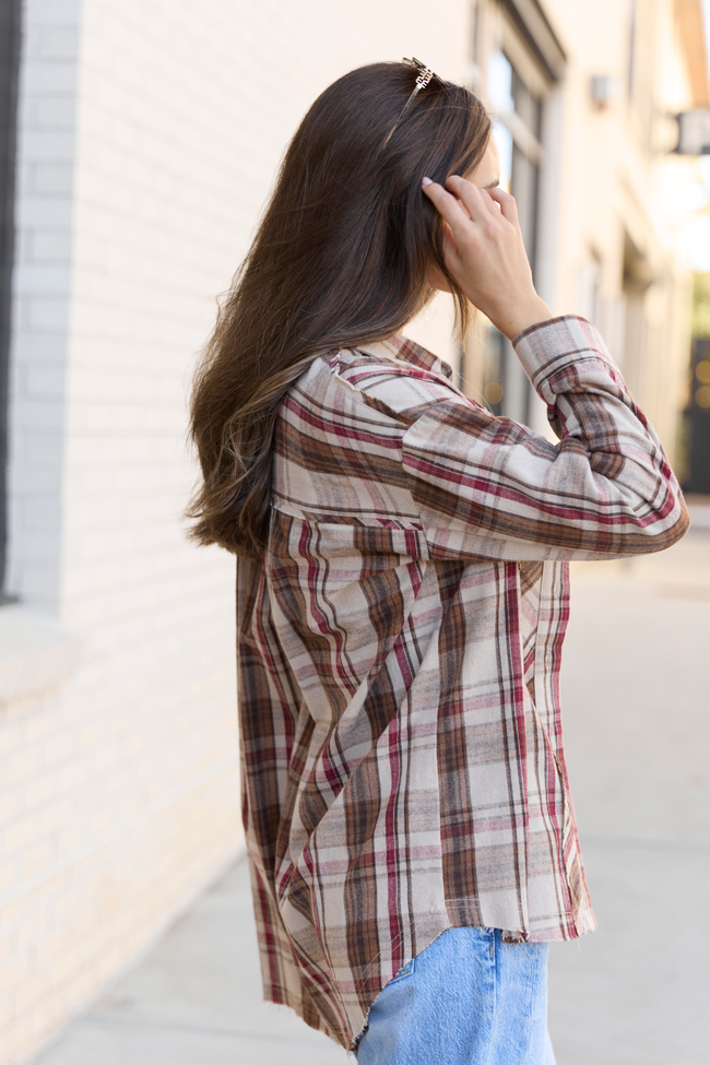Zion Brown Plaid Flannel Top SALE