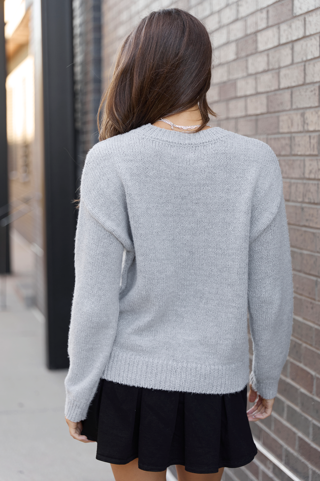 Tatum Long Sleeve Game Day Grey Sweater FINAL SALE