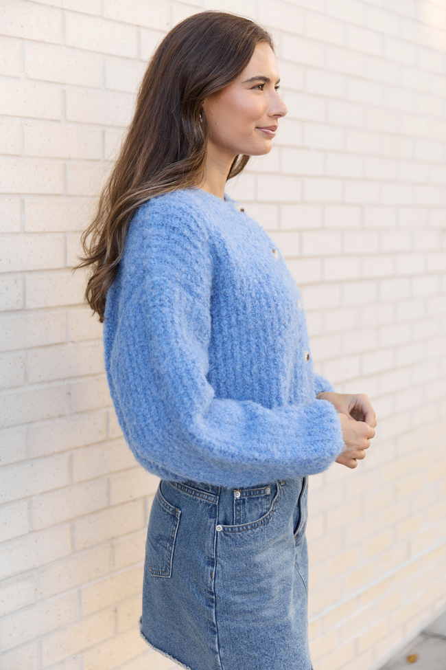 Taye Blue Chunky Boucle Cardigan FINAL SALE