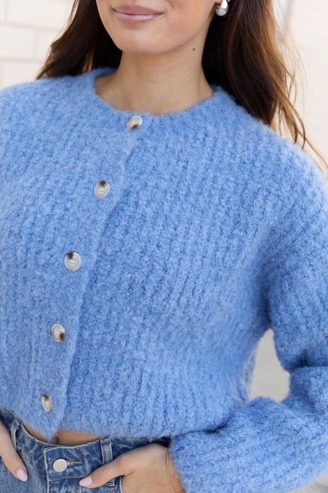 Taye Blue Chunky Boucle Cardigan FINAL SALE