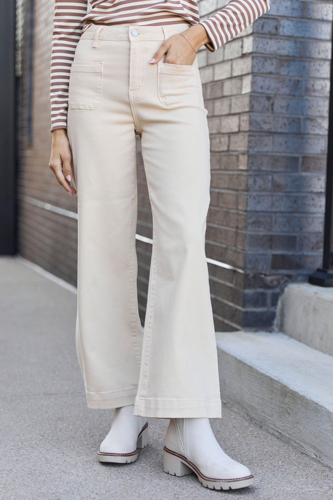Judith Vanilla Cream High Rise Wide Leg Jeans