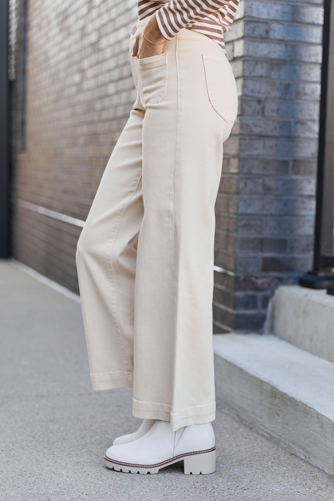 Judith Vanilla Cream High Rise Wide Leg Jeans